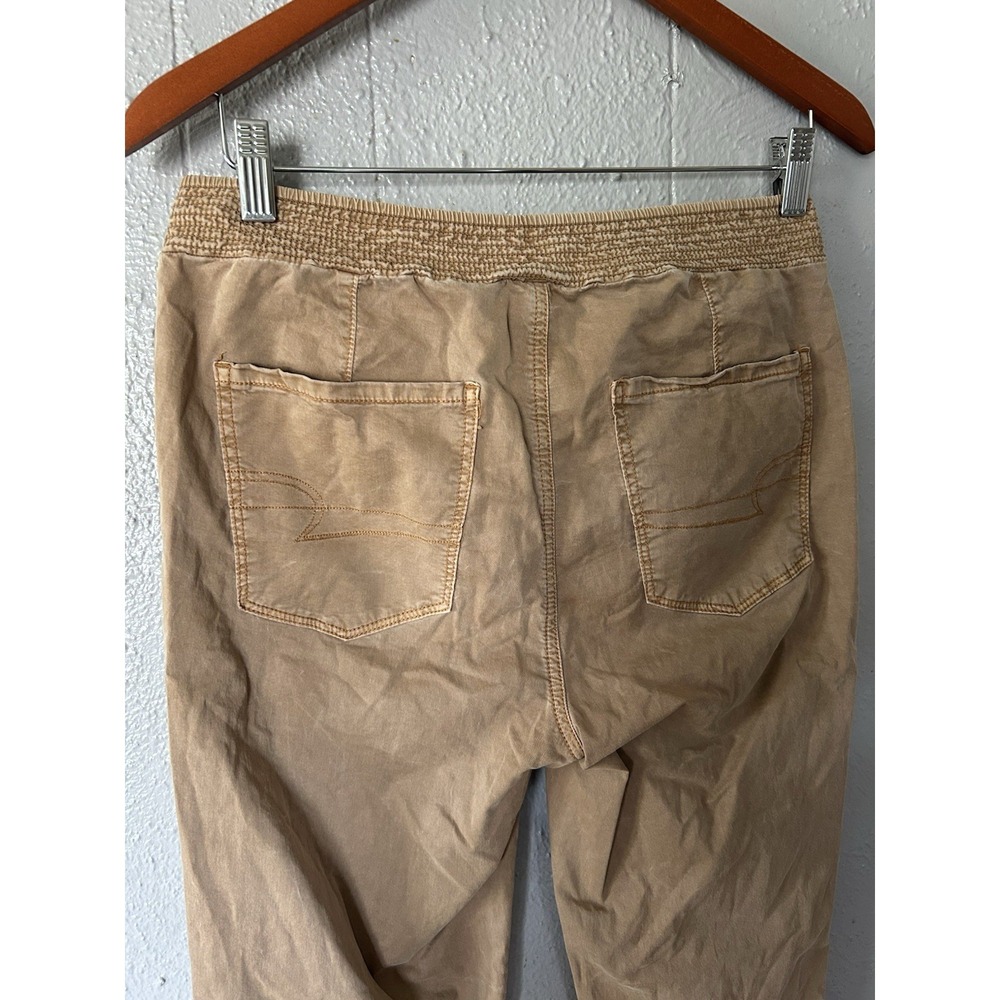 American Eagle Jogger Pants Women's 8 Tan Stretch Elastic Waist Drawstring - Picture 4 of 6